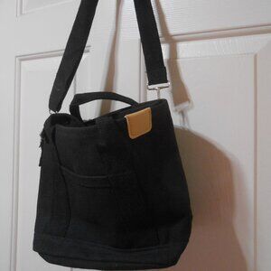 UNISEX NICE HIKING CAMPING TOTE HEAVY DUTY CANVAS BLACK BAG CROSSBODY ADJUSTABLE